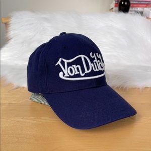 Von Dutch Kustommade Originals Blue Trucker Hat With White Spellout Design y2k